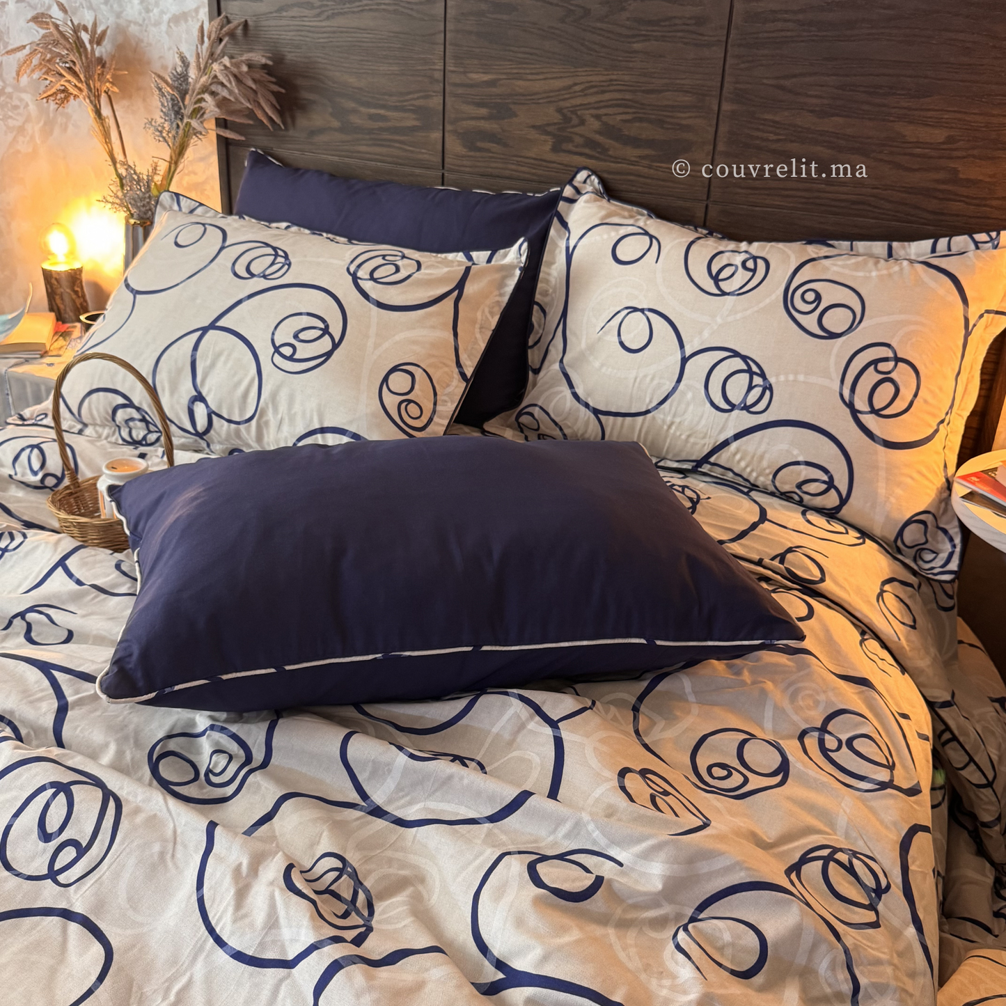 "Courbes Harmonie Bleu marin" Ensemble housse de couette – Collection Luxe Maison 💙   REF: CVM00332
