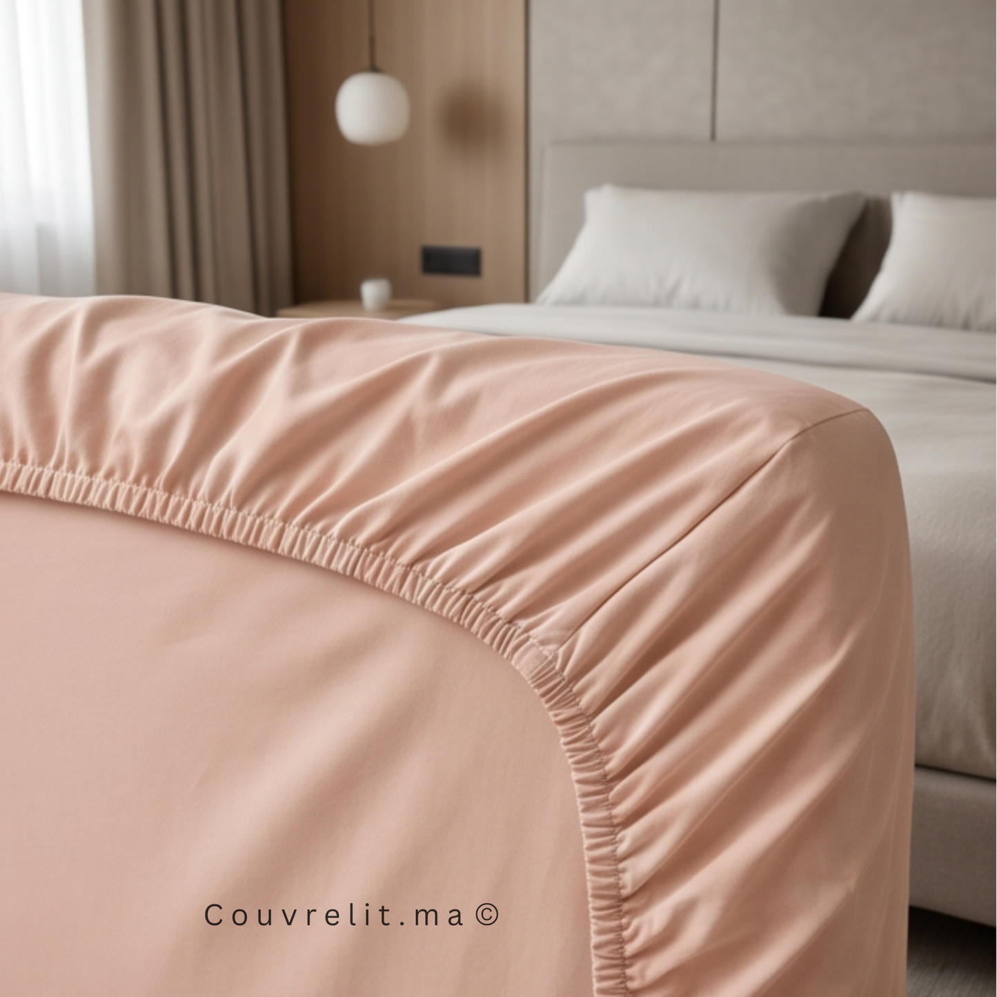 Drap Housse Sur Mesure – 100% Coton  || Pêche Poudrée [somon clair]