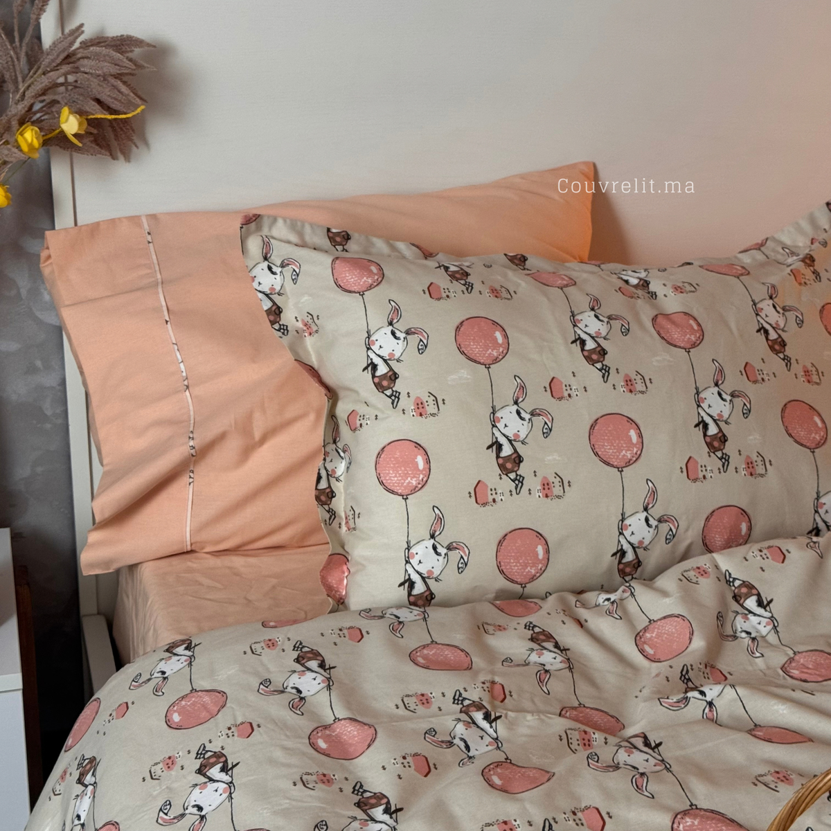 "Lapin Rose" Couverlit pour enfant pack complet  REF: CVK00340