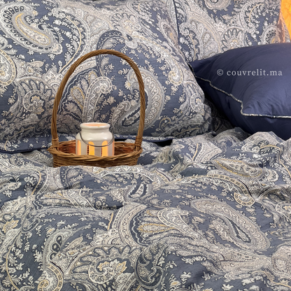 "Bleu Impérial" Ensemble housse de couette Cachemire – Collection Luxe Maison REF: CVM00327