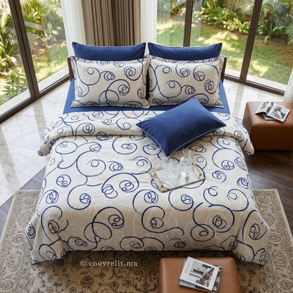 "Courbes Harmonie Bleu marin" Ensemble housse de couette – Collection Luxe Maison 💙   REF: CVM00332
