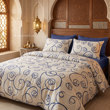 "Courbes Harmonie Bleu marin" Ensemble housse de couette – Collection Luxe Maison 💙   REF: CVM00332