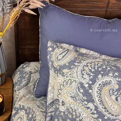 "Bleu Impérial" Ensemble housse de couette Cachemire – Collection Luxe Maison REF: CVM00327