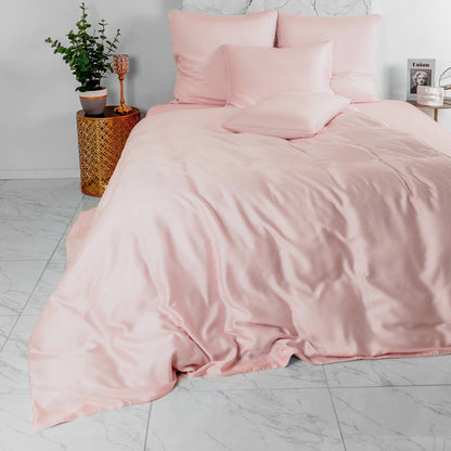 SAUMON - Ensemble Housse de couette SATIN 100% Cotton Ref: CV0172