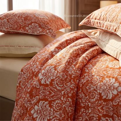 " Terracotta Royale " Ensemble Housse de Couette 100% COTTON Ref: CVM0182