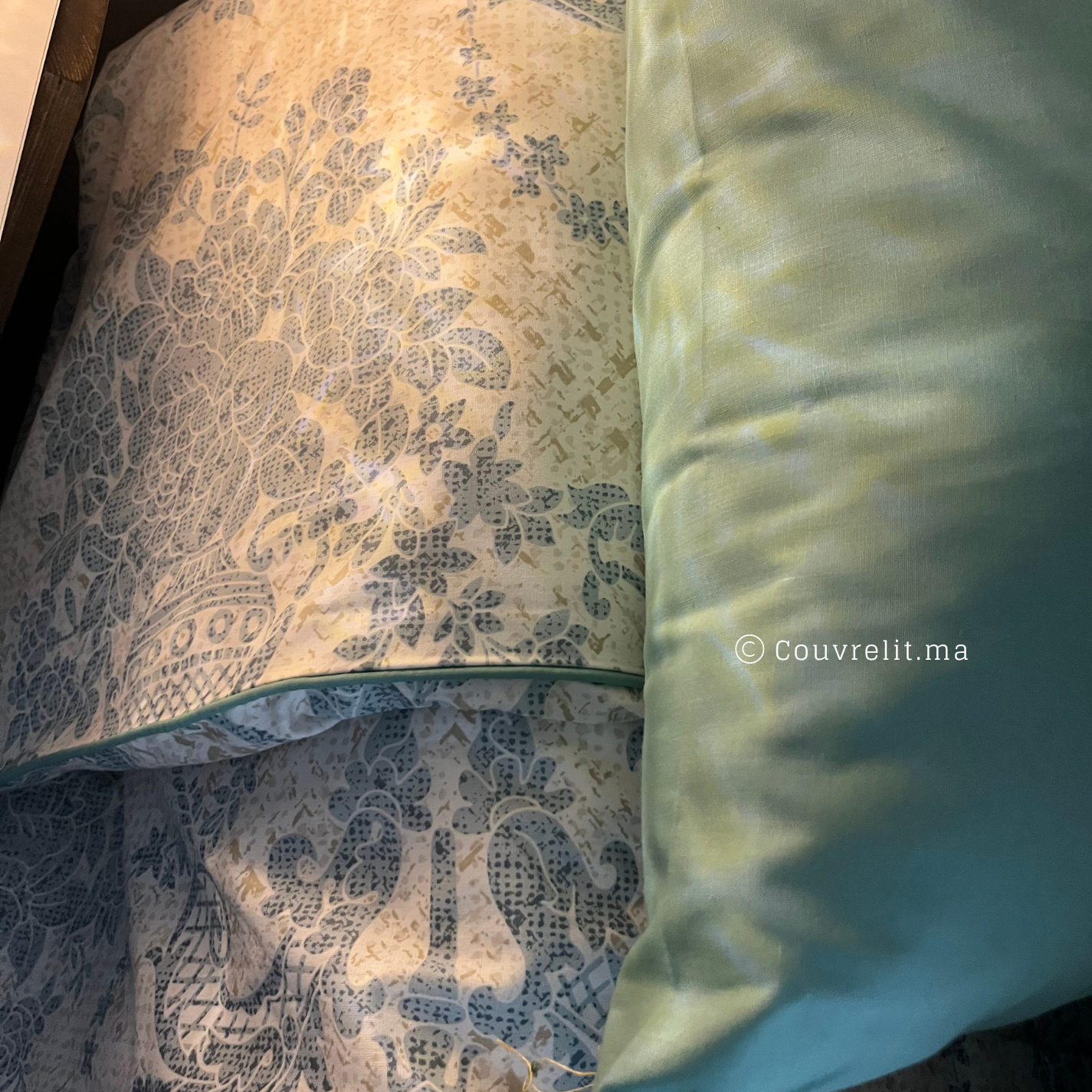 " Vert Eaux" Ensemble complet 100% COTTON de haute qualité, REF: CVM0209