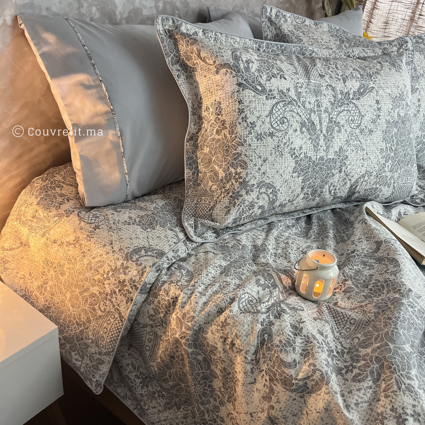 " Gris" Ensemble complet 100% COTTON de haute qualité, REF: CVM0210