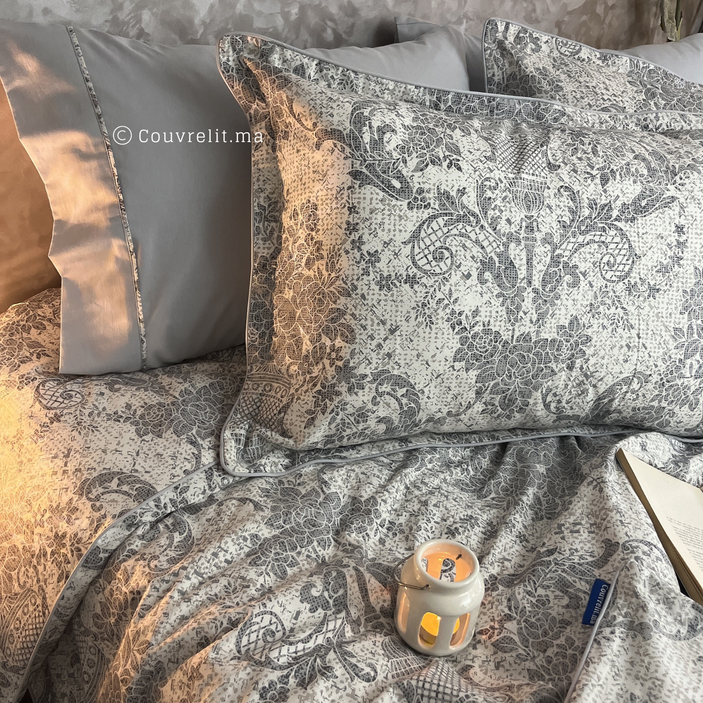 " Gris" Ensemble complet 100% COTTON de haute qualité, REF: CVM0210