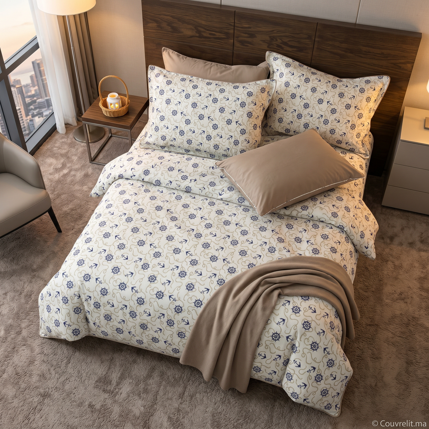 "Évasion Marin" Ensemble housse de couette – Collection Luxe Maison    REF: CVM00335