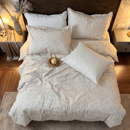 "Courbes Harmonie Blanc" Ensemble housse de couette – Collection Luxe Maison    REF: CVM00334