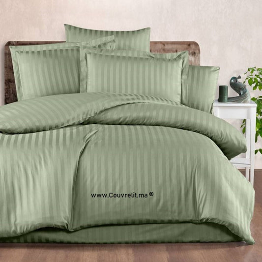 VERT Ensemble Housse de couette de Satin rayé 100 % Cotton Ref: cv00135